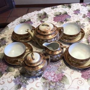 NIPPON VINTAGE ANTIQUE EGGSHELL TEA SET SEE BOTH POSTS